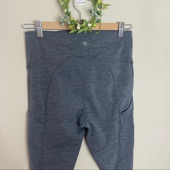 ATHLETA ULTIMATE STASH POCKET CAPRI MARLED PATTERN IN GRAY HEATHER SIZE S - Picture 7 of 9